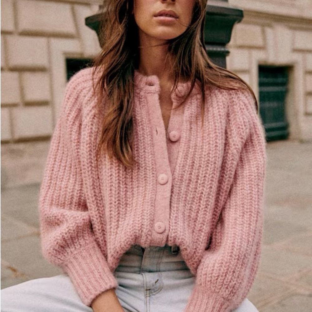 Sezane Emile Cardigan Mottled Pink